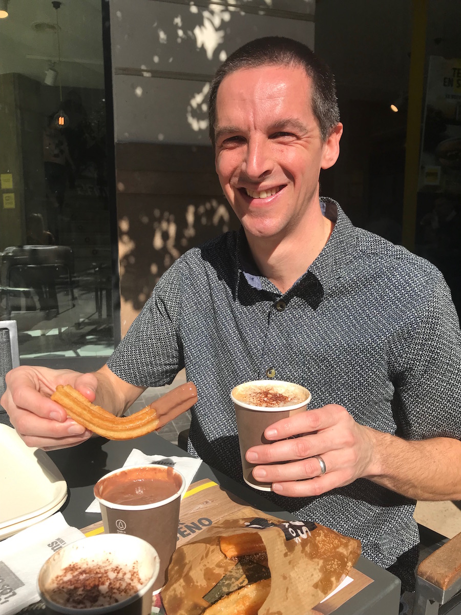 Churros in Valencia for Cheryl's birthday in February 2019